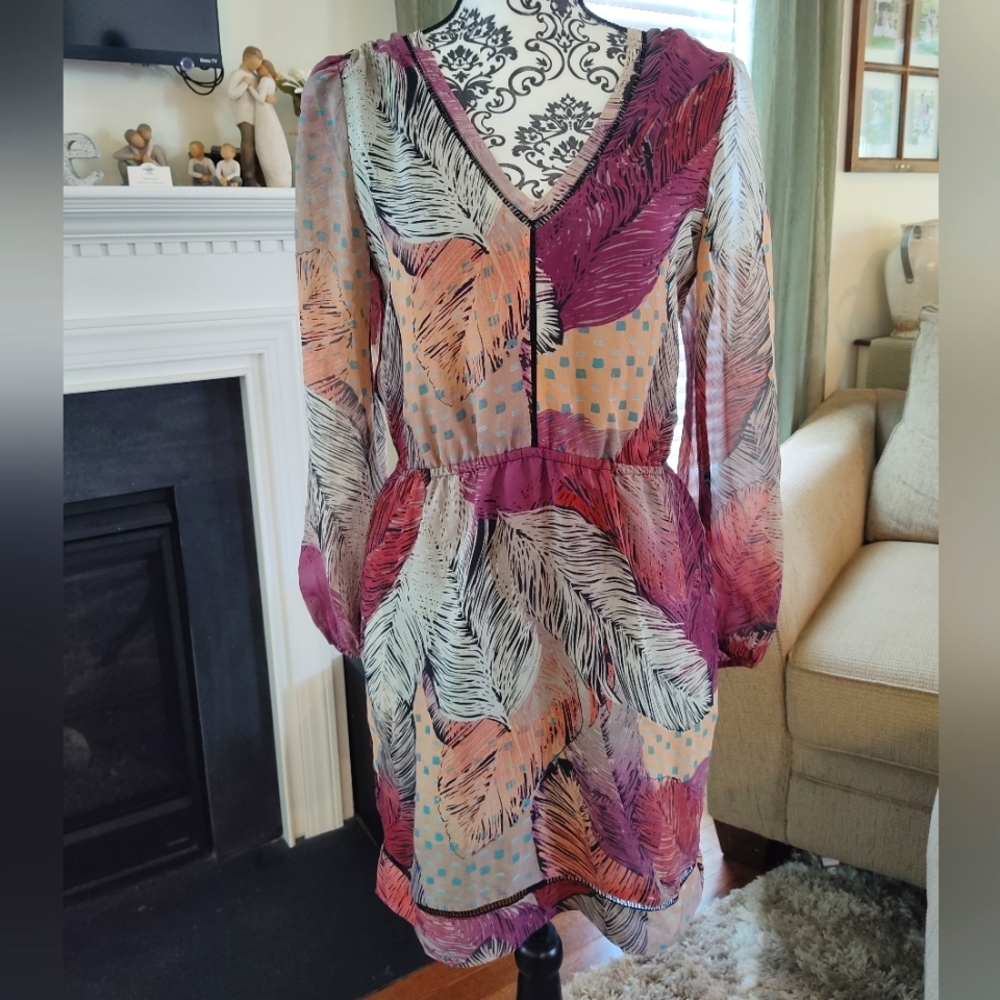 Charlie Jade • Silk Feather Vneck Dress